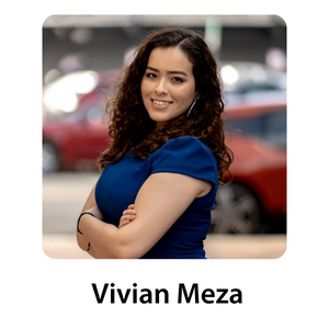 JHP Fellow Vivian Meza headshot with text "Vivian Meza" below