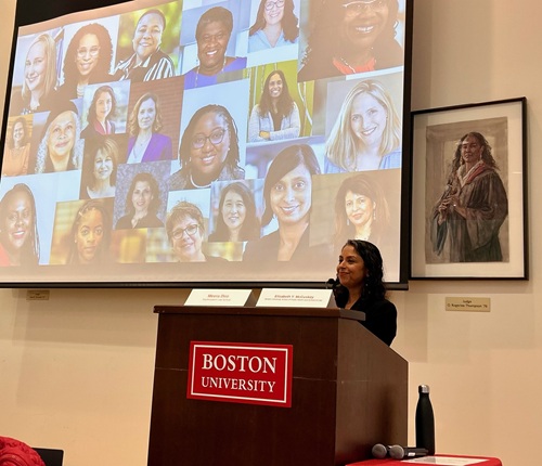 Prof. Meera Deo at podium at the AALS Section on Women in Legal Education Conference&nbsp;