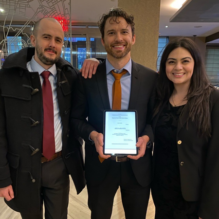 Moot Court Team ABA, Ry Amidon, Vanessa de la Torre, and Sam Johnson with their Best Brief Award.