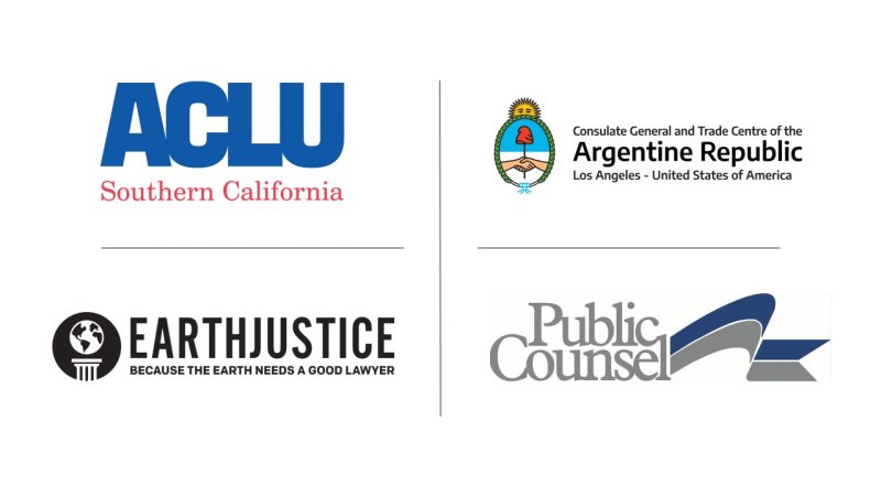 Image - Siderman Human Rights Lecture Sponsor Logos - ACLU Southern California, Consulate General and Trade Centre of the Argentine Republic Los Angeles - United States of America, EarthJustice, Public Counsel