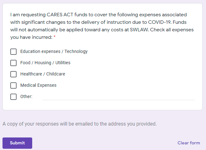 Second part of image of SW LAW's CRRSSAA Fund application 