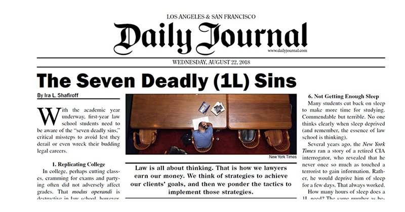 Image - Daily Journal Header for Professor Shafiroff's Seven Deadly 1L Sins