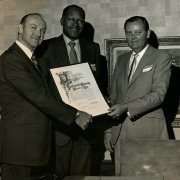 As a Los Angeles City Councilman, Tom Bradley presented a  proclamation from the city to Southwestern