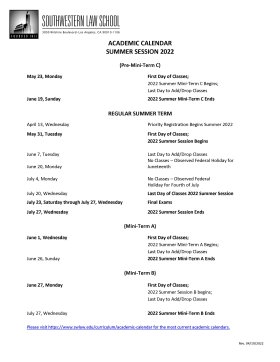 Summer 2022-23 Academic Calendar PDF page