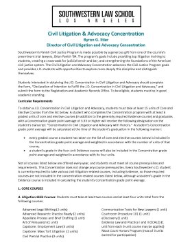 Civil Litigation & Advocacy Concentration Flyer Front Page