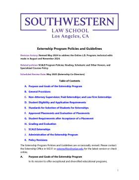 Externship Program Policies and Guidelines 2024 Front Page