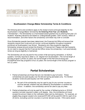 Southwestern Change-Maker Scholarship Front Page