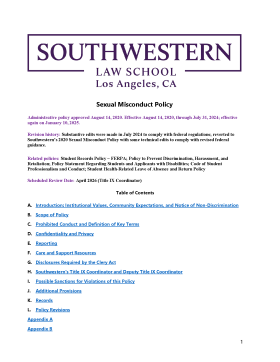 Sexual Misconduct Policy Front Page
