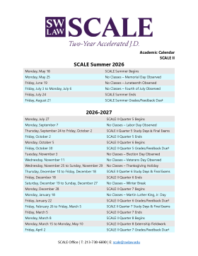 SCALE II 2026-2027 Academic Calendar