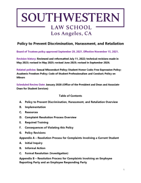 Policy to Prevent Discrimination, Harassment, and Retaliation front page