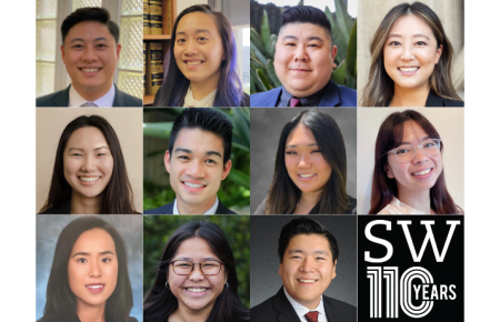 Collage of 2022 APALSA Board Members headshots with SWLAW 110 Block logo in black