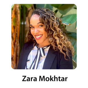 JHP Fellow Zara Mohktar headshot with text "Zara Mokhtar" below