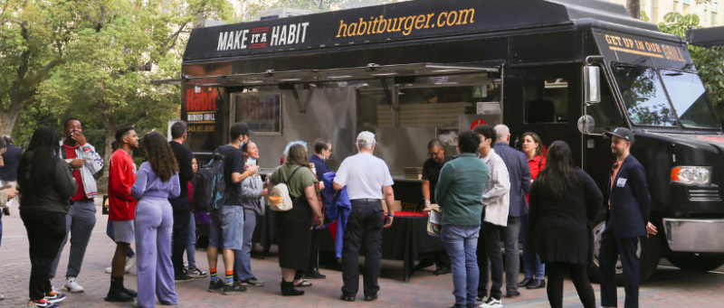 Line of people at The Habit Burger food truck