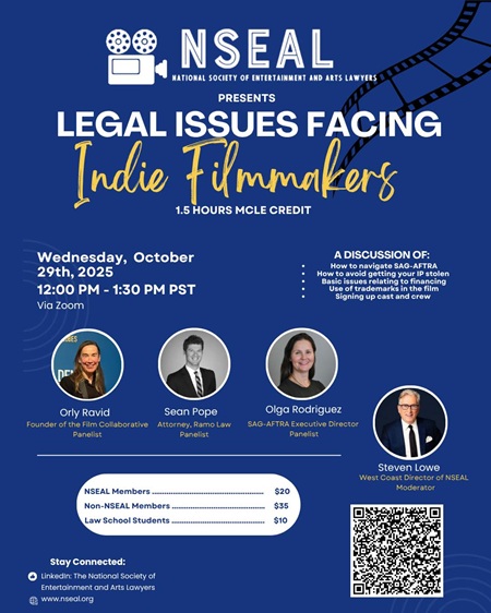 Orly gave a virtual presentation for an MCLE-credit session organized by the National Society of Entertainment Arts & Lawyers (NSEAL)