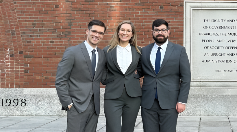 Moot Court Team ABA Aria Beizai, 2L Jeremy Davison, and 3L Piper Hinson