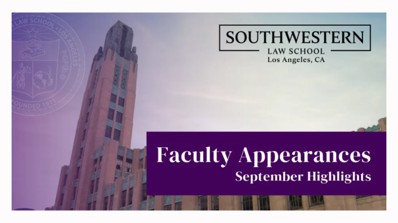 Faculty Appearances - September Highlights
