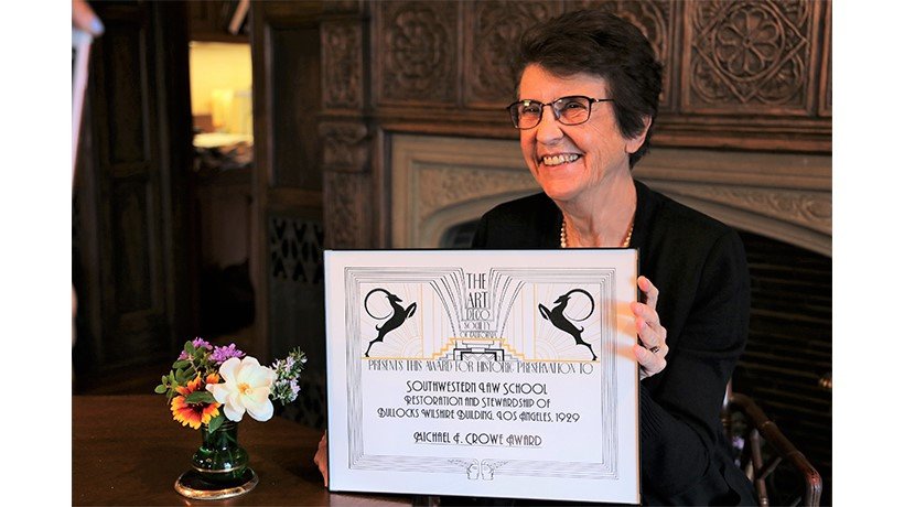 Dean Susan Westerberg Prager with Michael F. Crowe Award