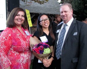 Corinna Jiang (center) with Professors Julia Vazquez and Chris Cameron