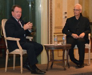 Los Angeles County Sheriff Jim McDonnell with Southwestern Professor John Heilman