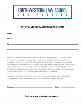 Southwestern Law School Photo & Video Release Form