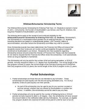 Wildman Schumacher Scholarship Eligibility Rules