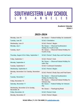 SCALE I 2023-2024 Academic Calendar