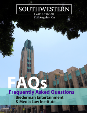 Biederman Institute Entertainment Law FAQs Cover featuring the Bullocks Wilshire building