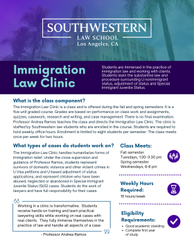 Immigration Law Clinic Flyer