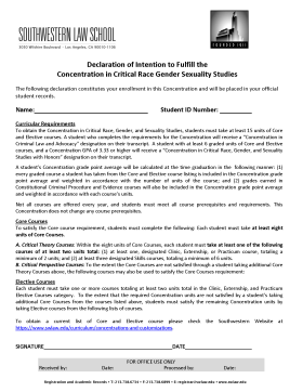 Declaration of Intention to Fulfill the Concentration in Critical Race Gender Sexuality Studies 