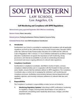 Self-Monitoring and Compliance with BPPE Regulations front page