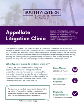 Appellate Litigation Clinic Flyer Front Page