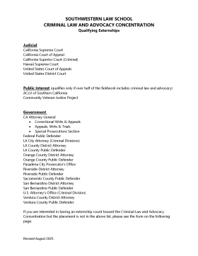 Externships for Criminal Law & Advocacy J.D. Concentration Front Page