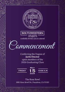 2026 SWLAW Commencement J.D. Invitation