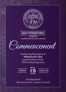 2026 SWLAW Commencement LL.M. Invitation