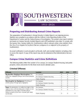 Campus Safety Crime Stats First Page