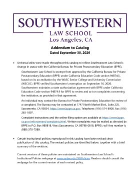 Addendum to Catalog Dated September 30, 2026 Cover page